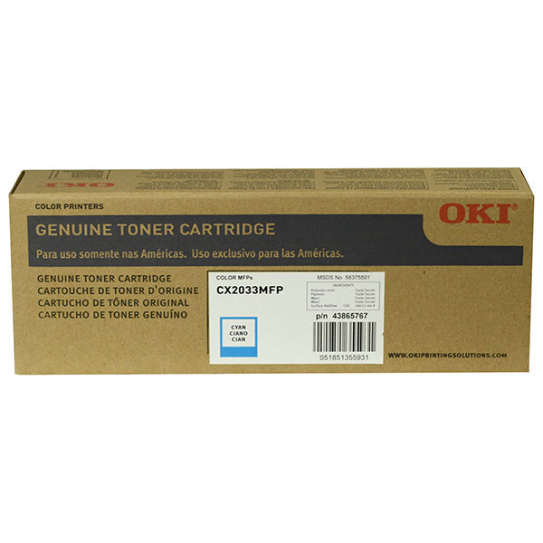 Okidata 43865767 Cyan OEM Toner Cartridge