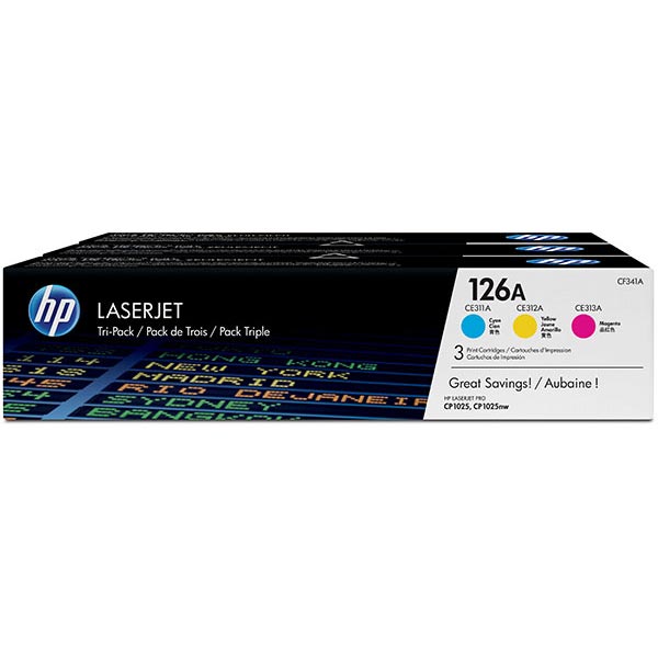 HP CF341A (HP 126A) Cyan, Magenta, Yellow OEM Smart Print Cartridge (Combo Pack)