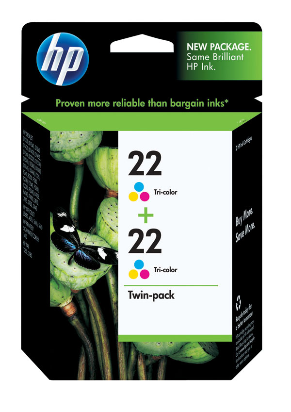 HP CC580FN (HP 22) Tri-Color OEM Inkjet Cartridge (2 pk)