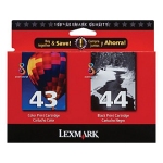 Lexmark 18Y0372 (Lexmark #44XL) Black / Tri-Color OEM High Yield Inkjet Cartridge (Combo Pack)