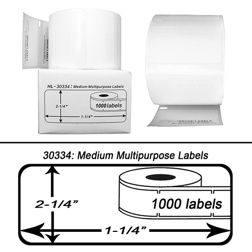 Premium Quality Black on White Medium Multipurpose Labels compatible with Dymo 30334 (220 pcs)