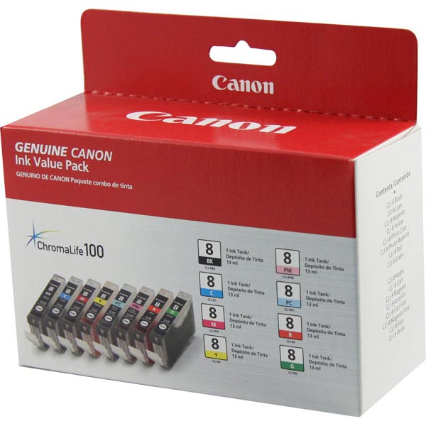Canon 0620B015 (CLI-8) Color OEM Inkjet Cartridge (8 pk)