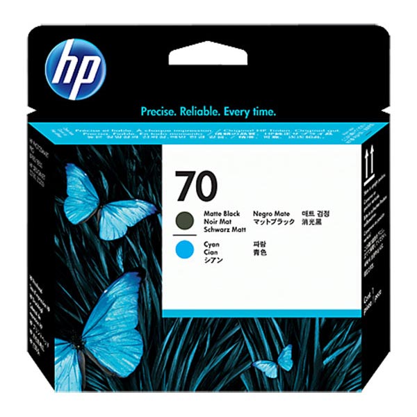 HP C9404A (HP 70) Matte Black & Cyan OEM Inkjet Cartridge Printhead