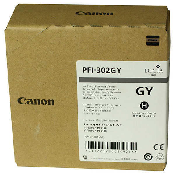 Canon 2217B001AA (PFI-302GY) Gray OEM Inkjet Cartridge