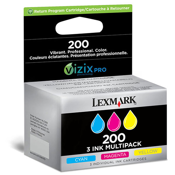 Lexmark 14L0268 (Lexmark #200) Cyan, Magenta, Yellow OEM High Yield Ink Cartridge (Combo Pack)