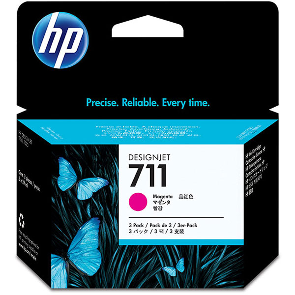 HP CZ135A (HP 711) Magenta OEM Inkjet Cartridges (3 ea)