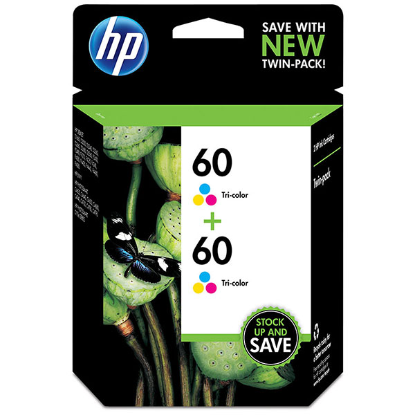HP CZ072FN (HP 60) Tri Color OEM Inkjet Cartridges (2 each)