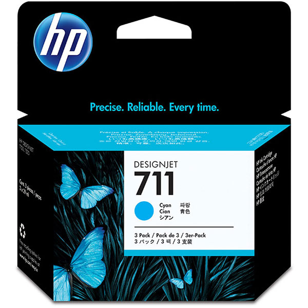 HP CZ134A (HP 711) Cyan OEM Inkjet Cartridges (3 ea)