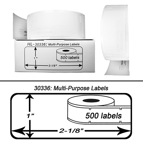 Premium Quality Black on White Small Multipurpose Labels compatible with Dymo 30336 (500 pcs)