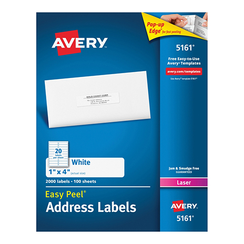 Avery 5161 OEM Address Labels (100 sheets per pack)