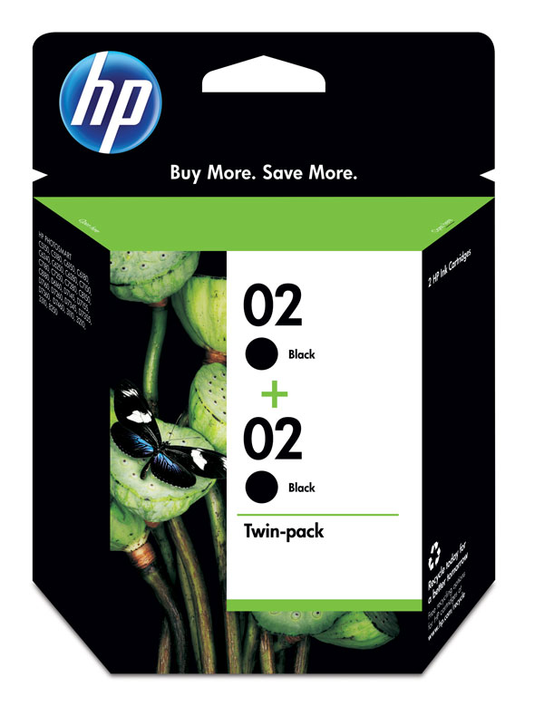 HP C9500FN (HP 02) Black OEM Inkjet Cartridge (2 pk)