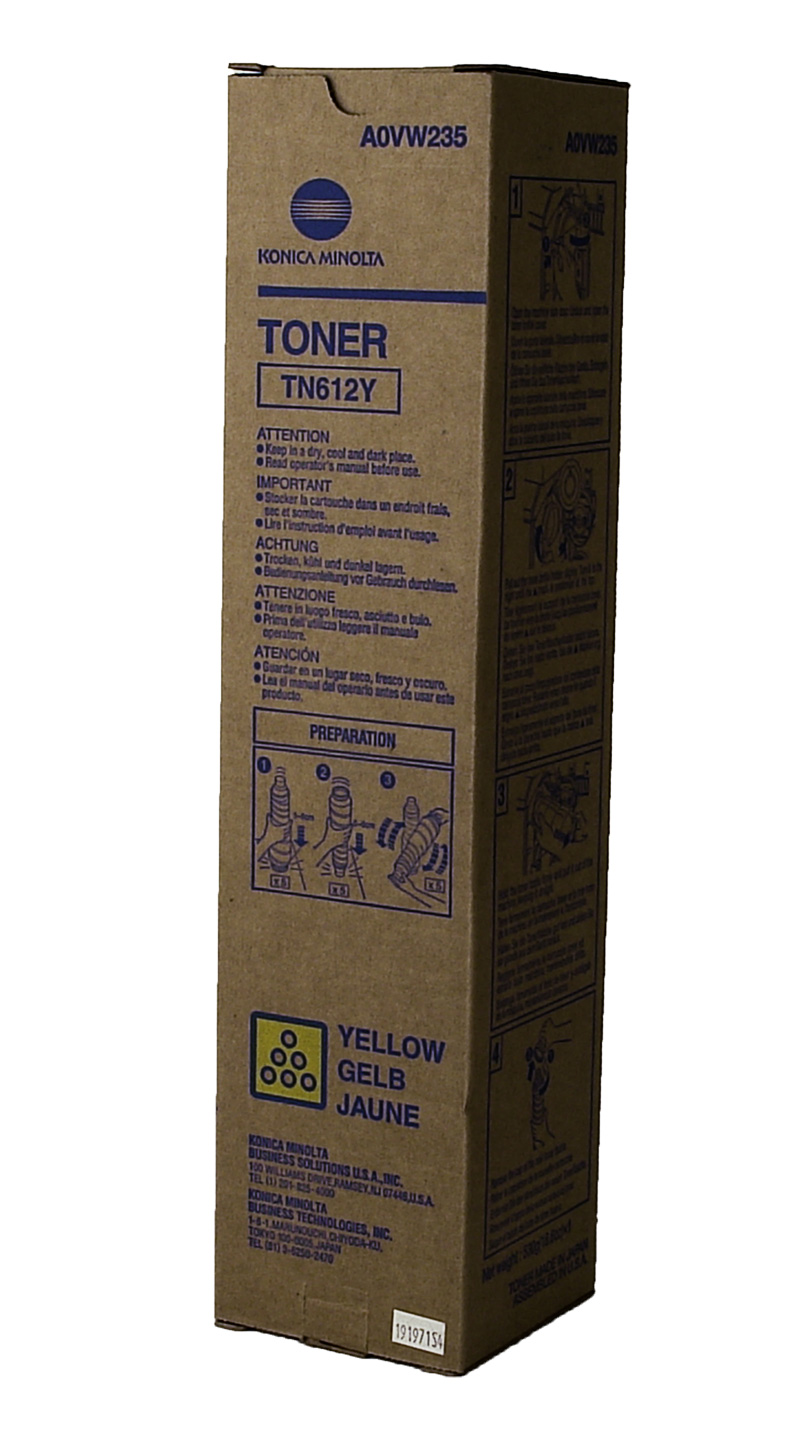 Konica Minolta A0VW235 (TN-612Y) Yellow OEM Toner Cartridge